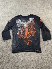 Buckle Black Shirt Mens Small Black Orange Lightweight Biker Motorcycle READ