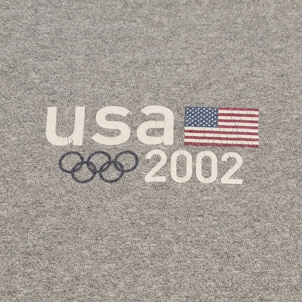 Vintage Roots USA Olympic Team 2002 T Shirt Gray Logo Graphic Cut Sleeve Mens XL