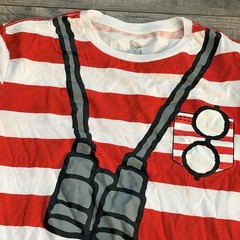 Where’s Waldo? Men’s Red White Striped Graphic Crew Neck Short Sleeve Tee M