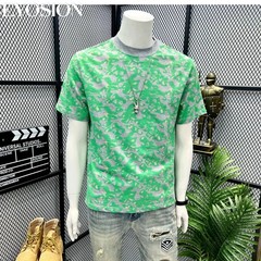 Men Camouflage Tie Dye Cotton Crew Neck T-Shirt Short Sleeve Casual Summer Tee