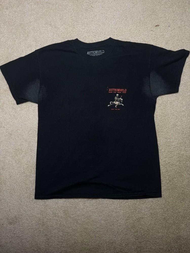Travis Scott T Shirt Mens L Astroworld Wish You Were Here ENJOY THE RIDE Tour