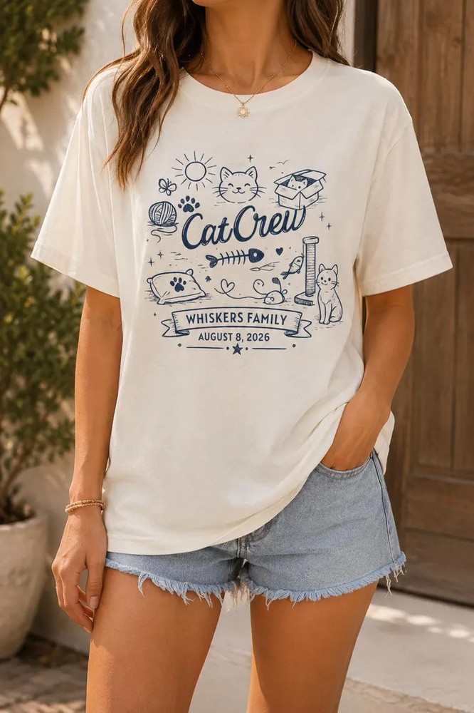 Personalized Cat Comfort Tee Family Crew Pet Lover Gift