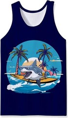 Mens Cotton Tank Tops Funny Graphic Beach Summer Sleeveless Muscle Tank Top