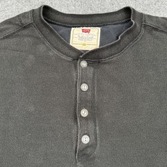 Vintage Levis Red Tab Henley Shirt Mens XL Black Long Sleeve Thermal 90s