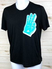 Adidas Ultimate Tee Mens Shirt Size Medium Black Teal 3 Stripes TShirt EUC A5204