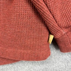 L.L.Bean Henley Pullover Mens 3XL Red Sherpa Fleece Lined Waffle Knit Thermal