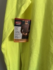 Wrangler Workwear Hi-Vis Neon Yellow Long Sleeve T-Shirt w Pocket Mens L 42-44