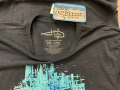 Reel Life Fishing T Shirt Mens Large L NWT Navy Blue Hammerhead Shark Back Logo