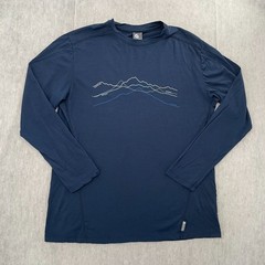 Tussock Ridge Shirt Adult XL Blue Merino New Zealand Mountain Map Graphic Mens