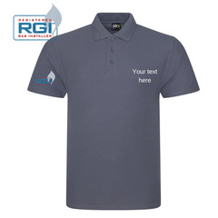 RGI Gas Safe polo plumber boiler fitter work wear, embroidered polo shirt