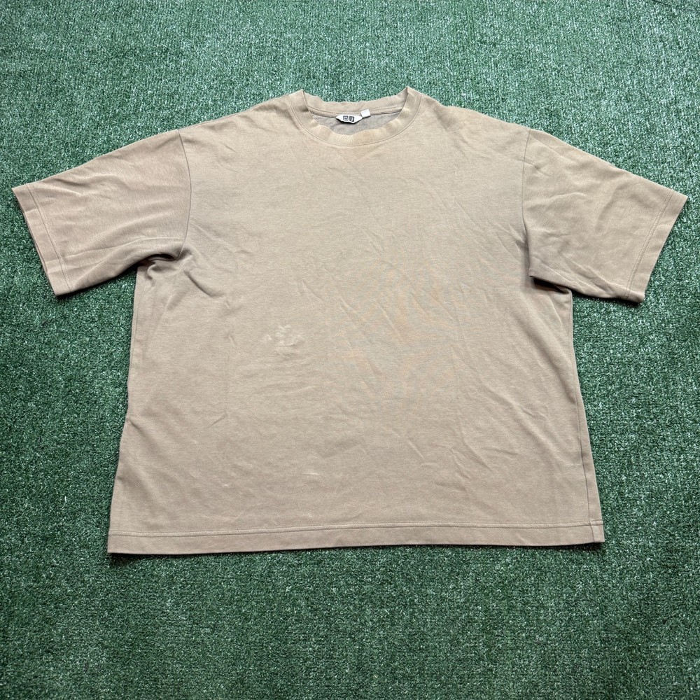 Uniqlo Airism T Shirt Mens Size XL Brown Short Sleeve Boxy Fit Casual