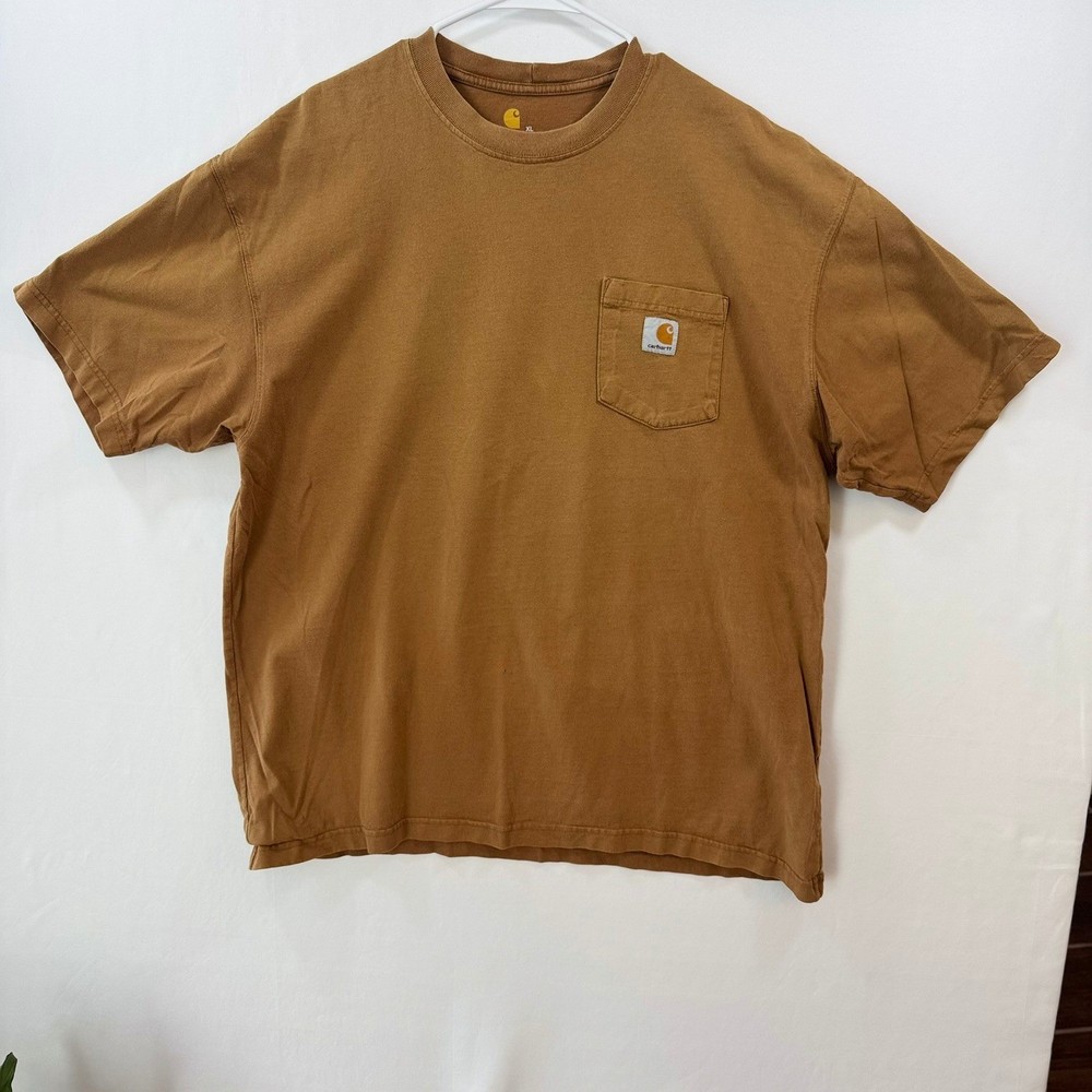 Carhartt K87 Mens XL Brown Workwear T-Shirt Short Sleeve Heavyweight Cotton