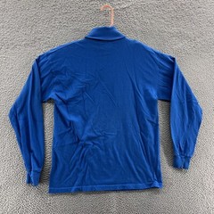 VINTAGE Izod T Shirt Men Medium Blue Turtle Neck Base Layer Casual Fleece 90s