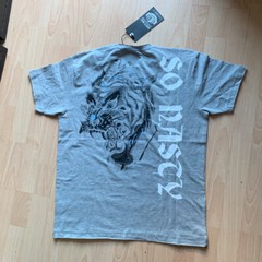 Rusty Neal Kurzarm Herren Stretch T-Shirt Totenkopf Tiger Aufdruck L-XL Slim NEU