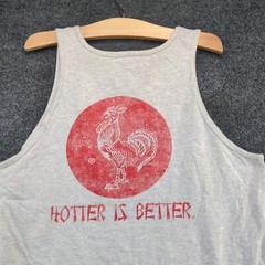 Sriracha Sauce Men’s Hotter Is Better Tank Top Sleeveless Gray L Straight Hem