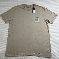 Billabong Men’s Sz L Tan Retro Stripes Graphic Surf T-Shirt 100% Cotton Casual