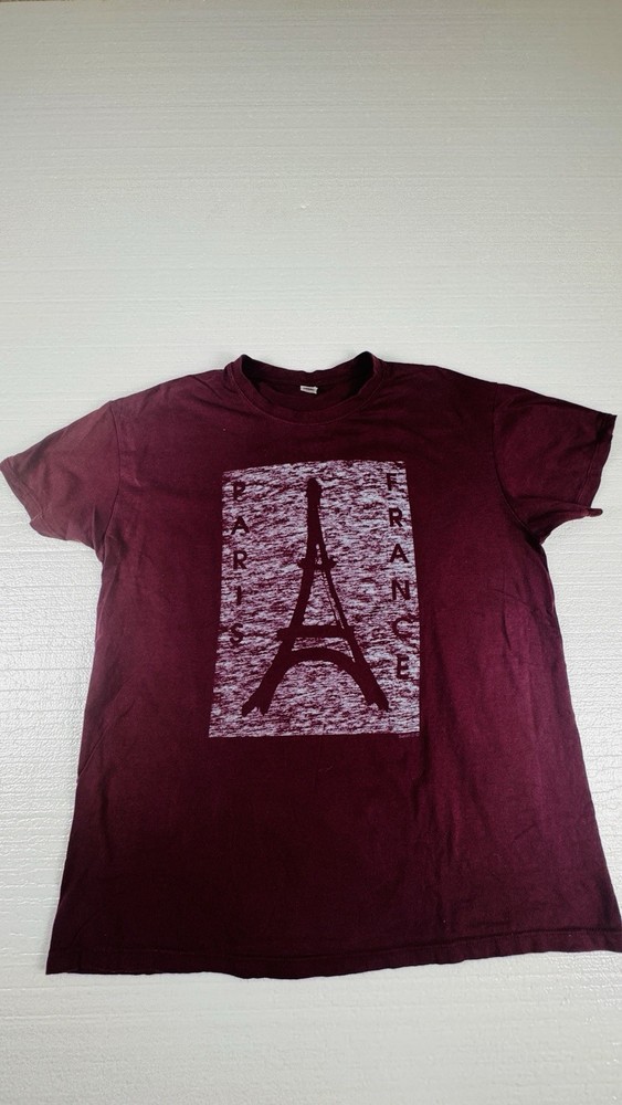 SOL’S Regent Paris France Graphic Burgundy Cotton T-shirt Mens L Crewneck