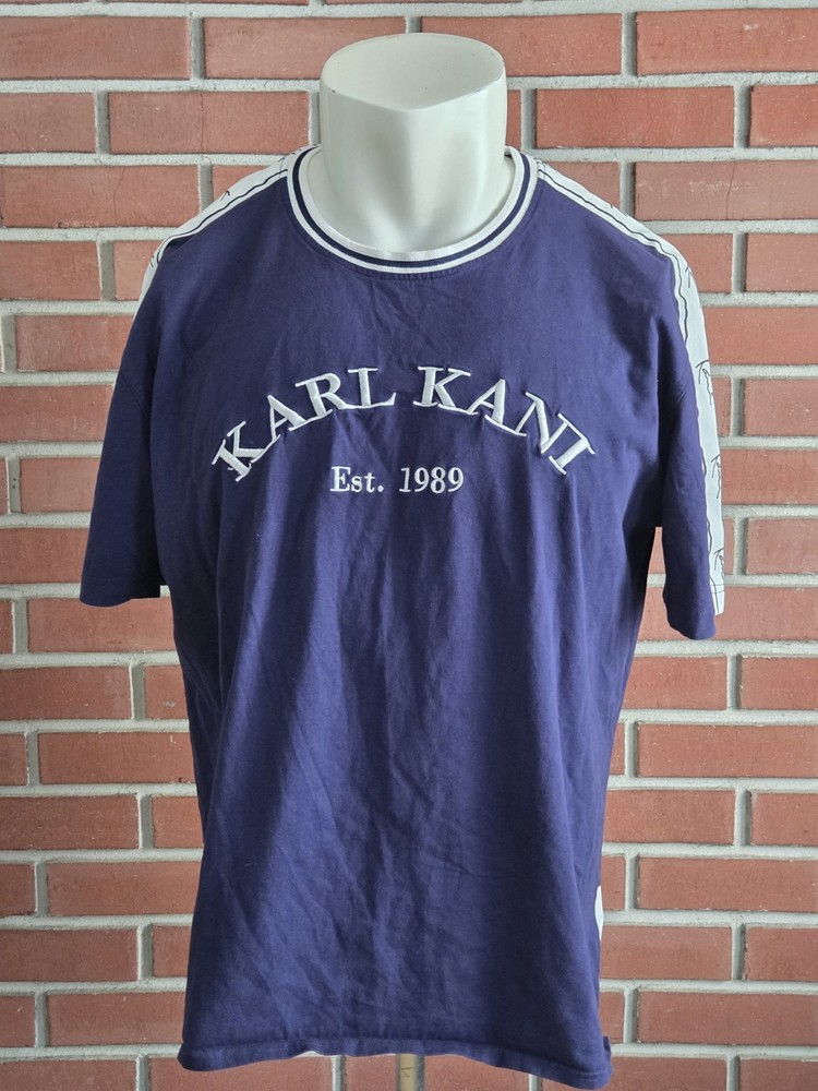 Karl Kani Y2K Short Sleeve Blue Crewneck T-Shirt Vintage Mens 2XL EUC