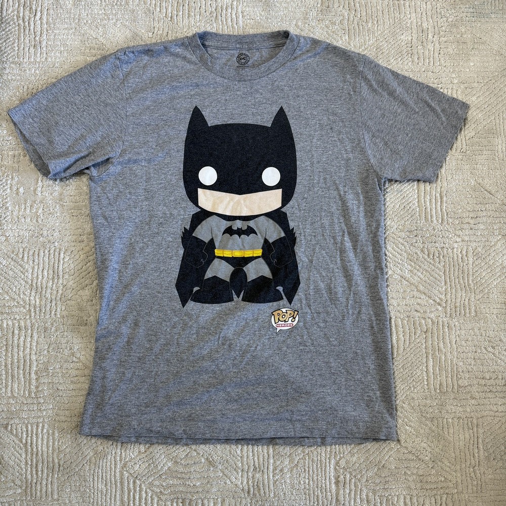 DC Comics Originals T-Shirt Mens Medium Gray Batman Funko Pop Graphic Tee Top
