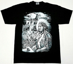 INDIAN T-Shirt Native American Warrior Chief Tee 100% Cotton Men’s Black New