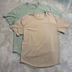 BYLT Shirts Mens XL Green Brown Lux Drop Cut Stretch Tagless Crewneck Lot Of 2