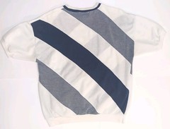 Vintage 80s Jean Michaud Cream Heavy Knit Twill Cotton Short Sleeve Shirt XL