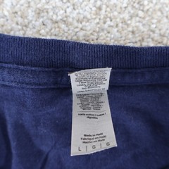 Gildan Mens Large Drinking Shirt Graphic Tee Navy (see photo for flaw)
