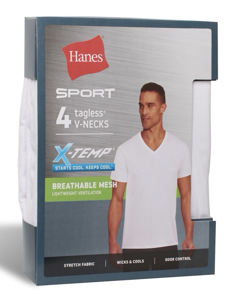 Men’s Hanes Ultimate 4-Pack X-Temp™ Mesh V-Neck Tees S