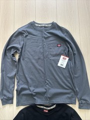 2 WRANGLER MENS Sz S (34-36) WORKWEAR Crew SHIRT Long SLEEVE POCKET Black, Gray