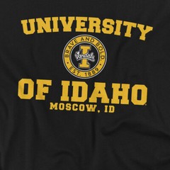 University of Idaho Adult T-Shirt Circle Logo, Black, S-5XL
