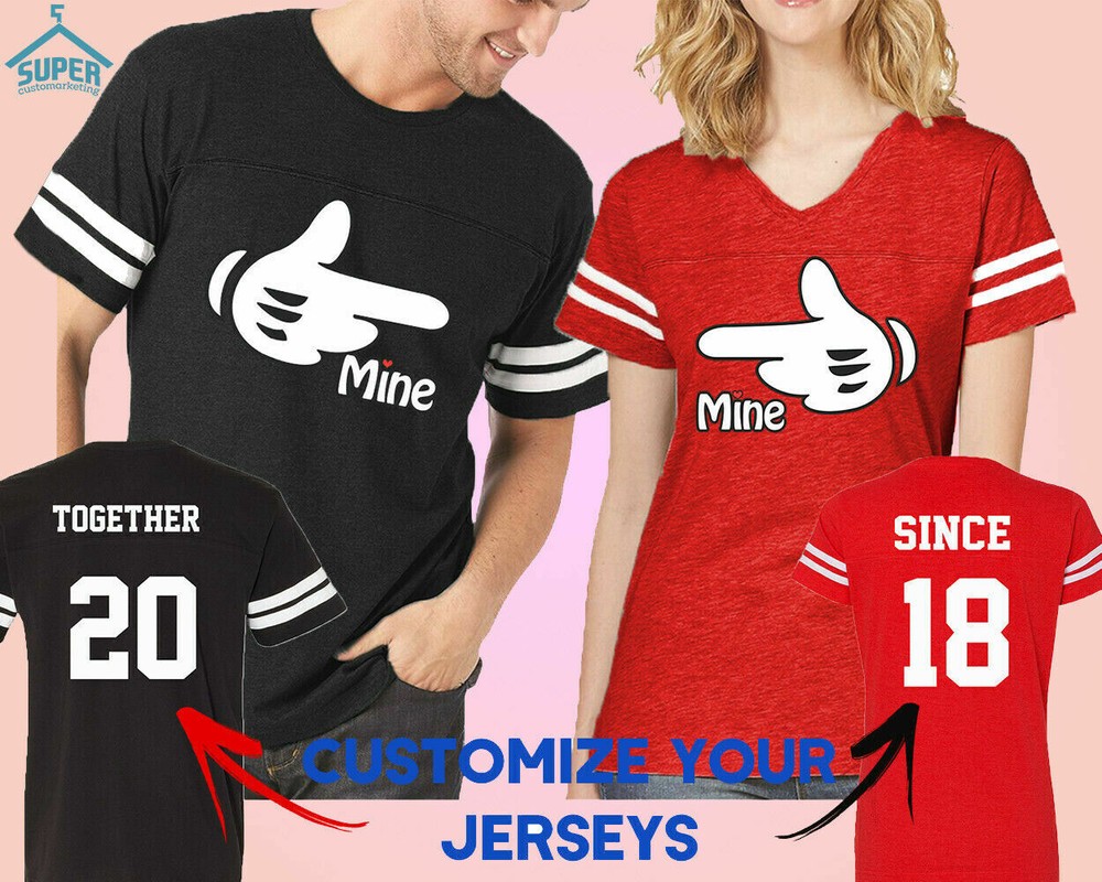 Couple Matching Shirts CARTOON Mine Mine FOOTBALL JERSEYS TOGETHER SINCE Customi