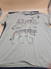 VTG 90s Wolf Graphic Print Sansegal Black Hills South Dakota T Shirt XL USA