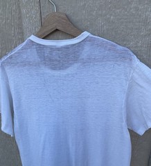 Vintage 50s 60s White Cotton Tee Shirt Large Single Stitch Distressed Frayed