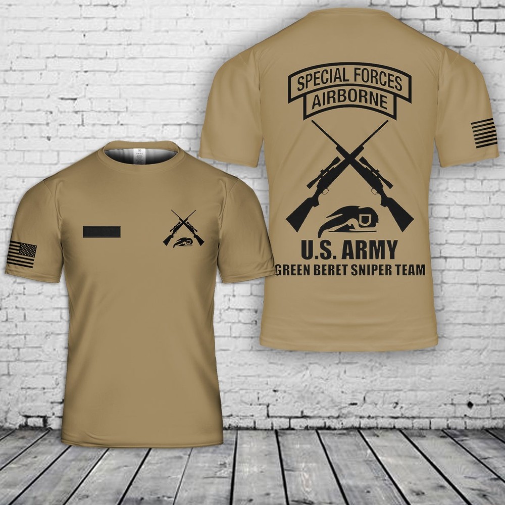 Custom Name US Army Green Beret Sniper Team 3D Shirt Military AOP Shirt S-5XL