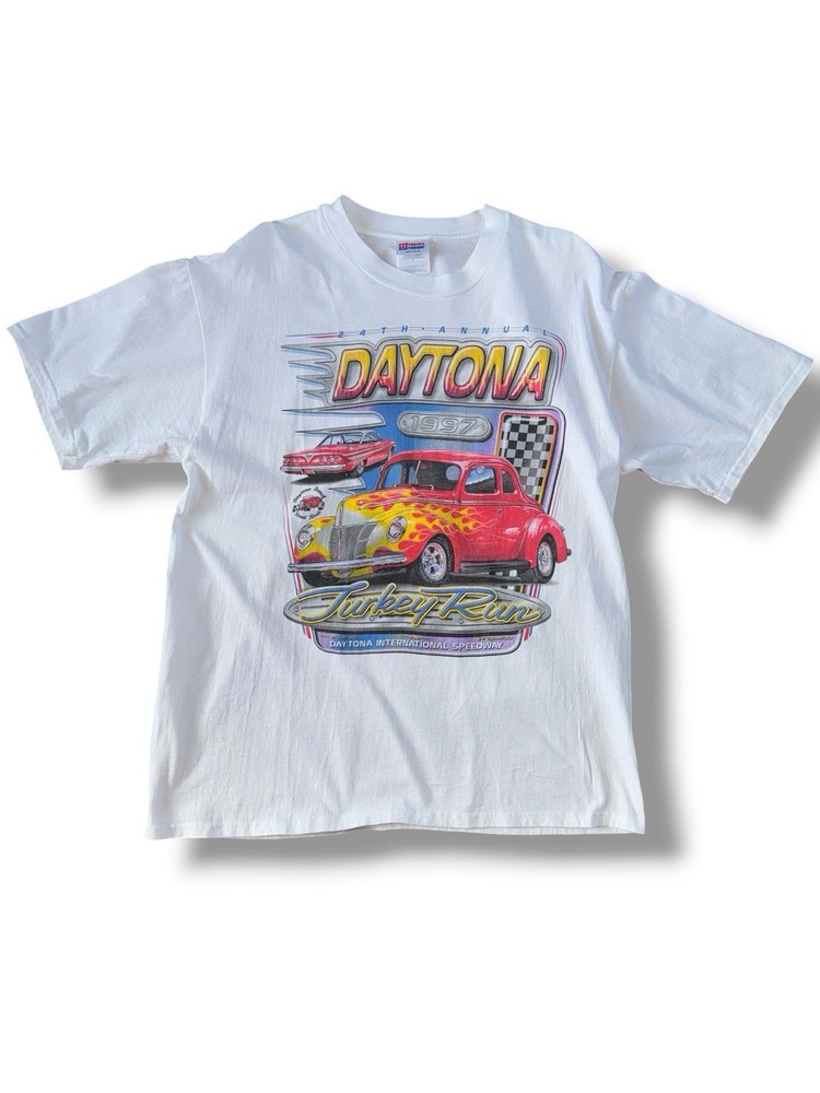 Vintage 1997 White Daytona Hot Rod T-Shirt Large