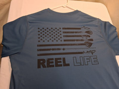 Reel Life Long Sleeve Polo/T-shirt, Sz. Med Color Mid Night Blue 100%Polyester