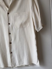 Jos A Bank Men’s 100% Silk Button Up Short Sleeve Cream Ivory Shirt Large