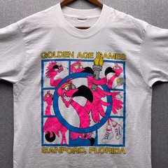 Vtg Flamingo Sanford Florida Graphic Mens M T Shirt Bright Pink Golden Age Games
