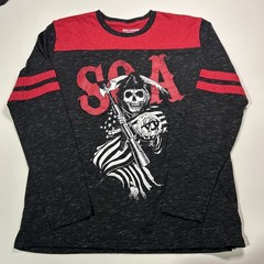 Sons Of Anarchy T Shirt Men’s Medium Red Black Skull Long Sleeve Cotton Graphic