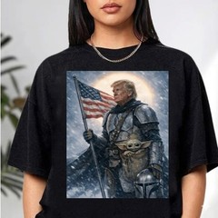 Donald Trump Mandalorian Grogu Star Wars Mashup Meme T shirt