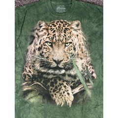 The Mountain Leopard Graphic T-Shirt XL Green Tie Dye Carol Cavalaris Big Cat T