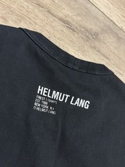 Helmut Lang Crinkle Crumple Logo Luxury Designer Black Tee Authentic Size Large