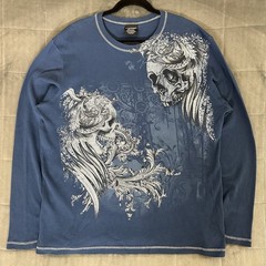 No Boundaries Y2K Thermal Shirt Mens 2XL Blue Long Sleeve Grunge Skater 2000’s