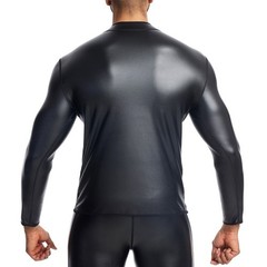 New Men’s Sexy Club Nightclub Leather Slim Long Sleeve Casual T-Shirt Tops