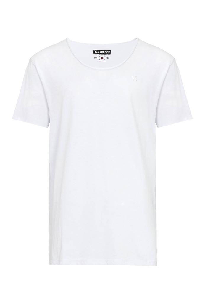 Redbridge Herren T-Shirt Basic Wide Round Neckline Logo Stitch weiter Ausschnitt