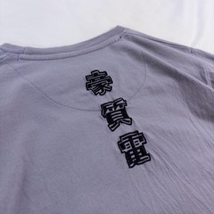 Vintage Petroleum Ukiyo-e Samurai Sequin Beaded Print T-Shirt Ash Purple M