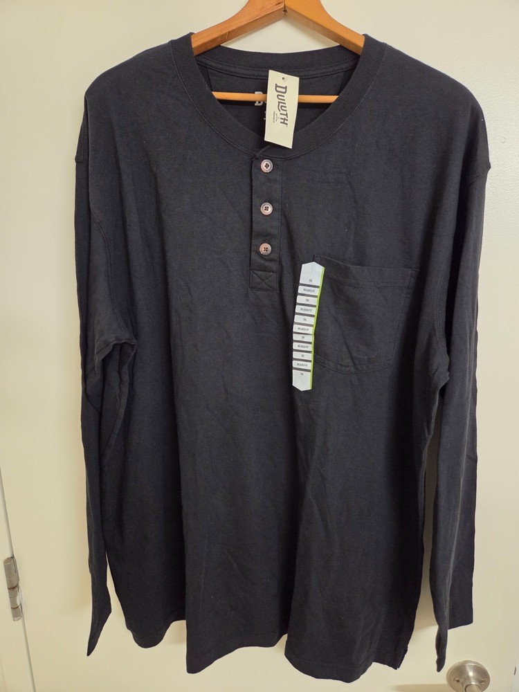 New Duluth Trading Co. Mens 2XL Long Tail Performance Black Long Sleeve Tee