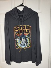 Star Wars Shirt Mens Size XL V Fifth Sun Long Sleeve Cowl Neck Lightweight Gray