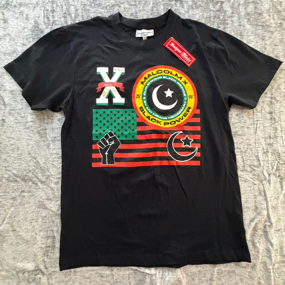 Headgear Classics Men’s T-Shirt Black XL Malcolm X Black Power Graphic Tee