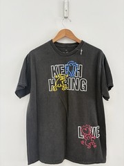 NWT Keith Haring Black Fade LOVE Short Sleeve T-Shirt Adult Size Large